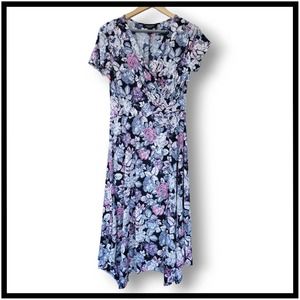 Perceptions New York Women's High Low faux wrap Roses Dress - small